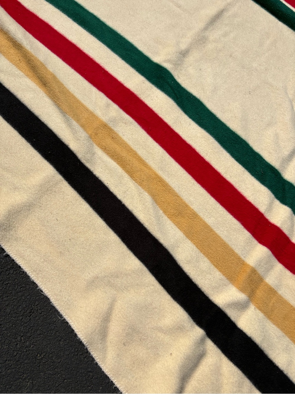 Large Orvis Throw Blanket Striped 105x87” Green Red Yellow Blue Stripes